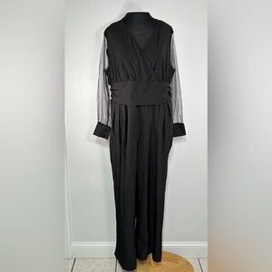 SHEIN CURVE Plus Size Women’s Mesh Long Sleeve Pleated Jumpsuit Size 0XL Black